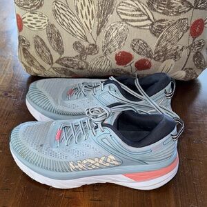 Hoka Women's Gray and Coral Sneakers size 8.5 in good shape freshly washed